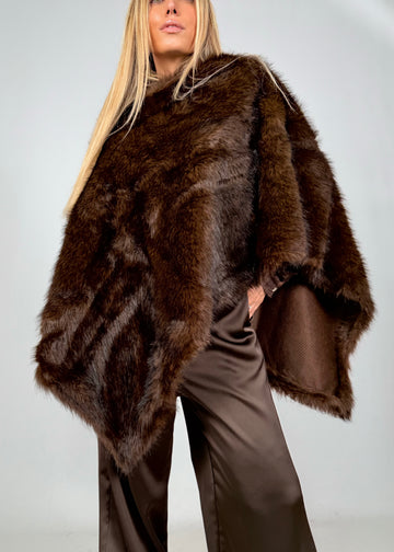 Poncho Eco-Visone Pelo Lungo